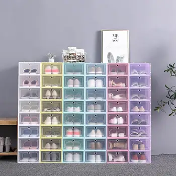 

OUNONA 6PCS Transparent Clamshell Shoe Box Creative Foldable Drawer Combination Dust-Proof Multifunction Shoes Storage Boxes
