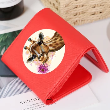 

Women Short Three-fold Wallet Cute Animal Prints Design Female Ladies Leather Purse Fashion Royal Blue Red Card Holder Money Bag