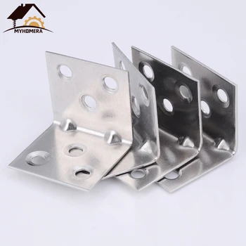 

Myhomera 4Pcs Stainless Steel Corner Code Right Angle L Shape Support Connector Furniture Fixing Reinforced Thickening 90 Degree