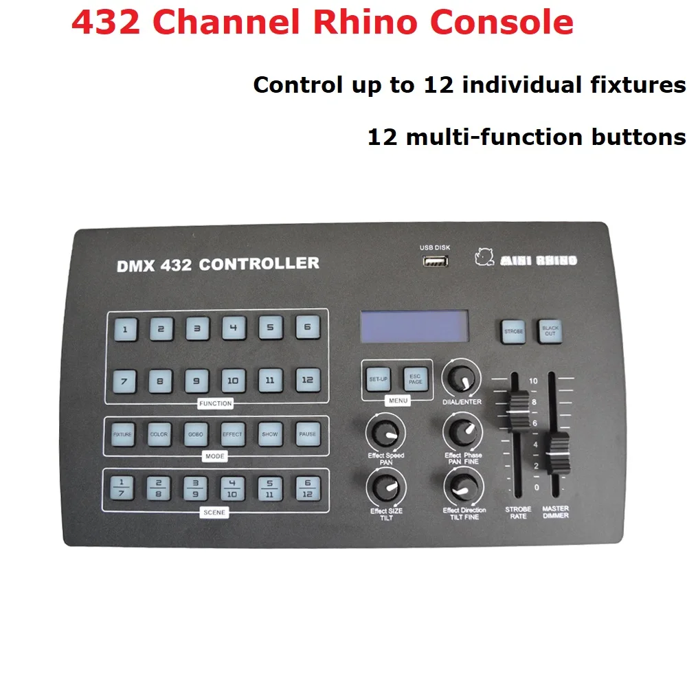 Rhino консоль 432 канальный DMX контроллер диджей оборудования DMX 512 консолей сценическое освещение для светодиодный Par движущаяся голова прожекторы Dj