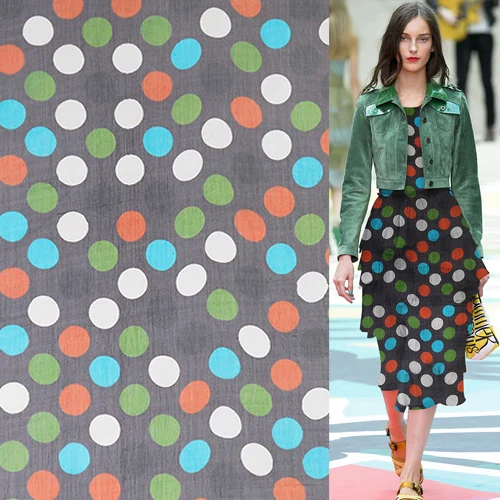 

Middle size polka dot print crinkle silk georgetta gauze fabric sheer,SCG531
