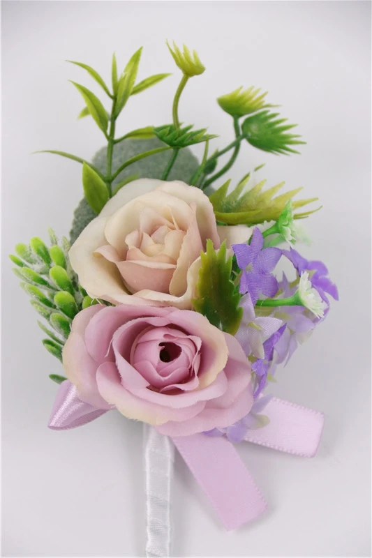 boutonniere-C YO CHO высокое качество свадебные корсажи и бутоньерки Шелковая Роза Орхидея цветок девушка корсаж Пром лента искусственный запястье цветок - Цвет: boutonniere-C