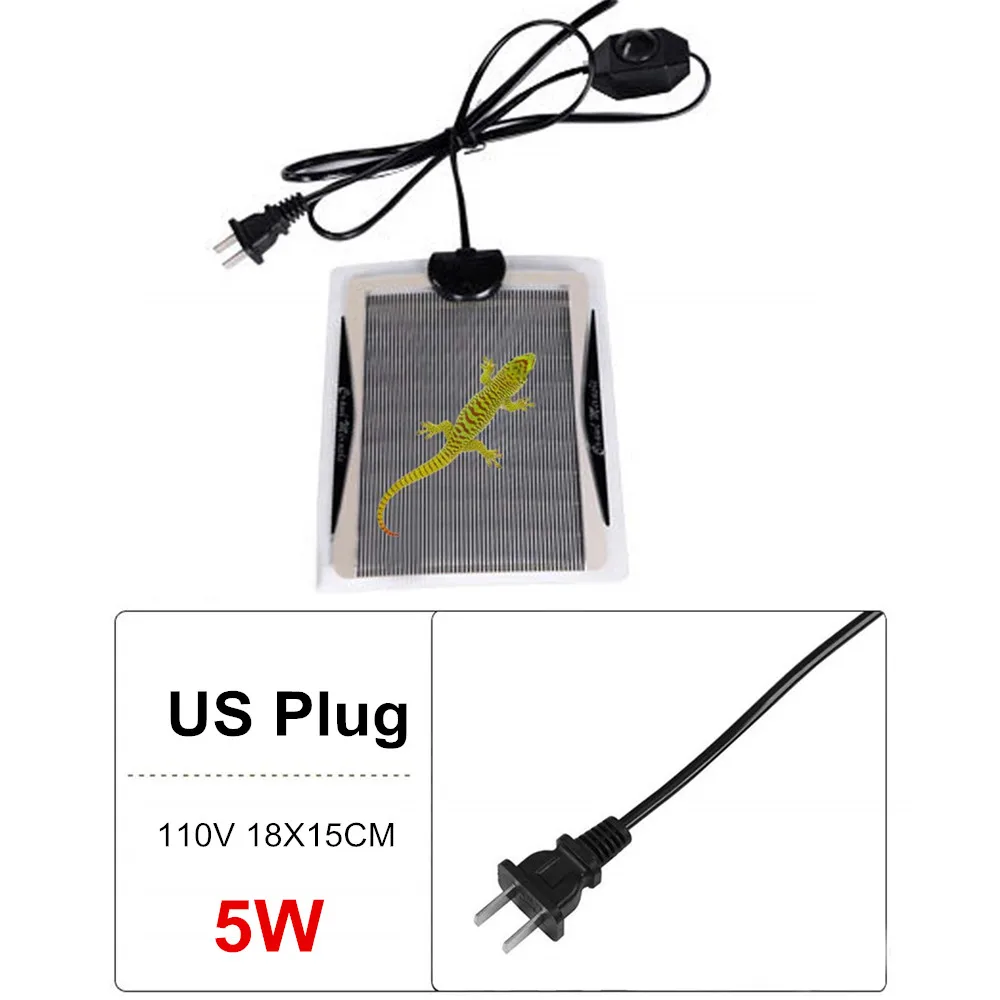 US Plug 110v 5w 5-35 термоковрик для террариума Вт Террариум рептилий тепловой коврик для альпинизма ПЭТ Отопление подкладки с подогревом настраиваемый регулятор температуры коврики рептилий поставки - Цвет: US Plug 110v 5w