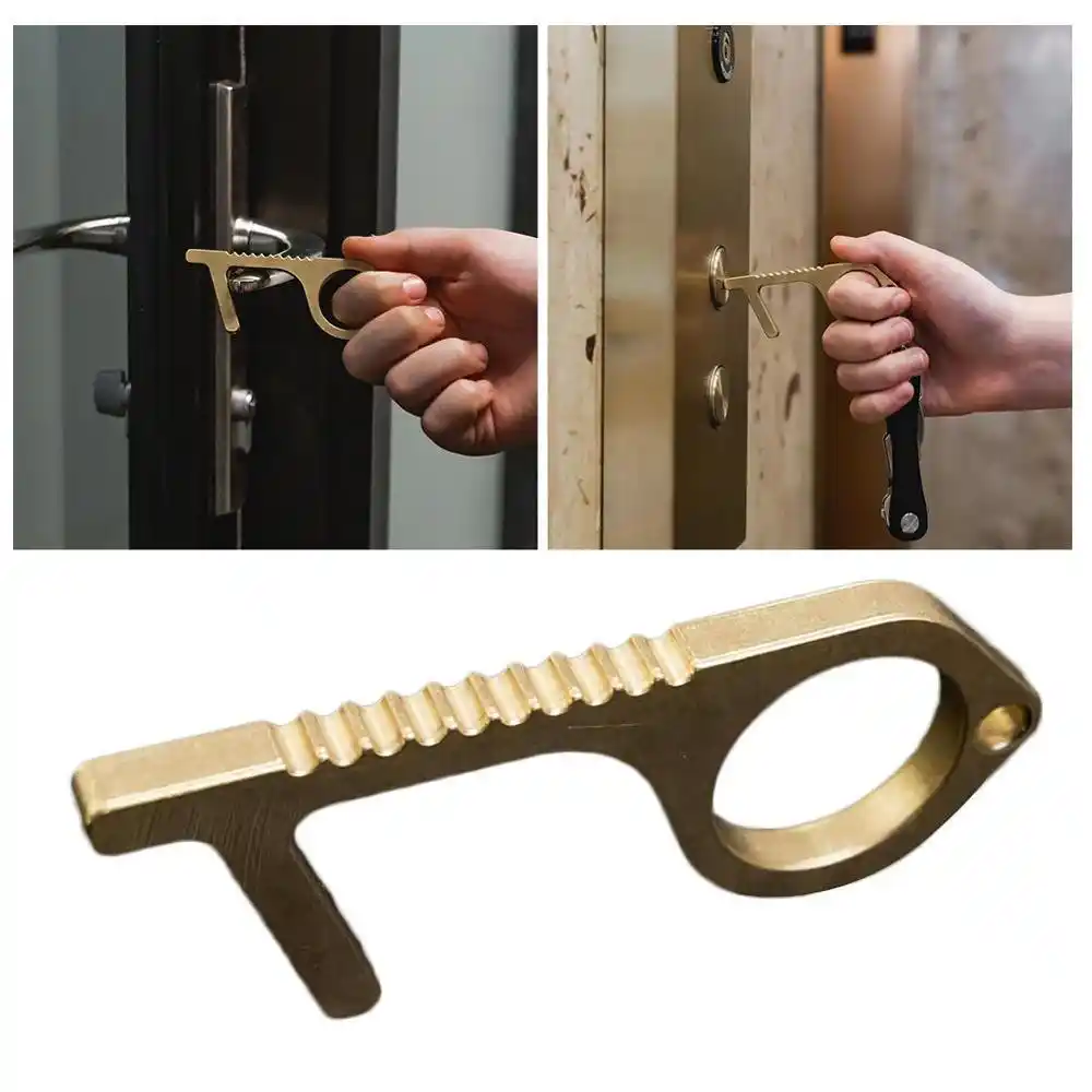 Portable brass Door Opener Portable Press Elevator Tool Hygiene Hand