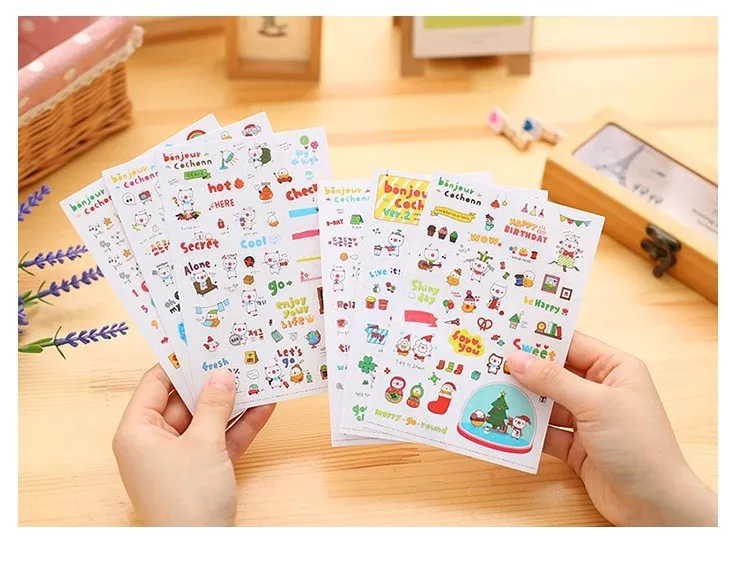 Petitcochonn Second Quarter Cute Little Pig Transparent Diary Adhesive Paper Decorative Sticker 6 Sheets