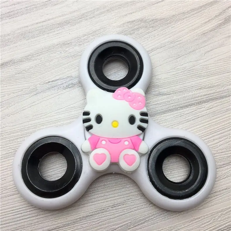 20pcs plastic Cartoon Poke Super Heroes Movie Kitty Pig EDC Figure Fidget figuretips Hand Spinner tops Anti Stress toys