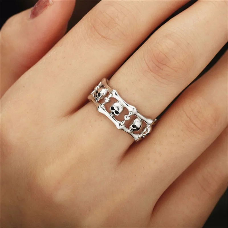 Новое модное кольцо с черепом мужские ювелирные изделия серебряные кольца панк для женщин старинные перстни для женщин Свадебное предобручальное кольцо Мужчины Женщины Gi