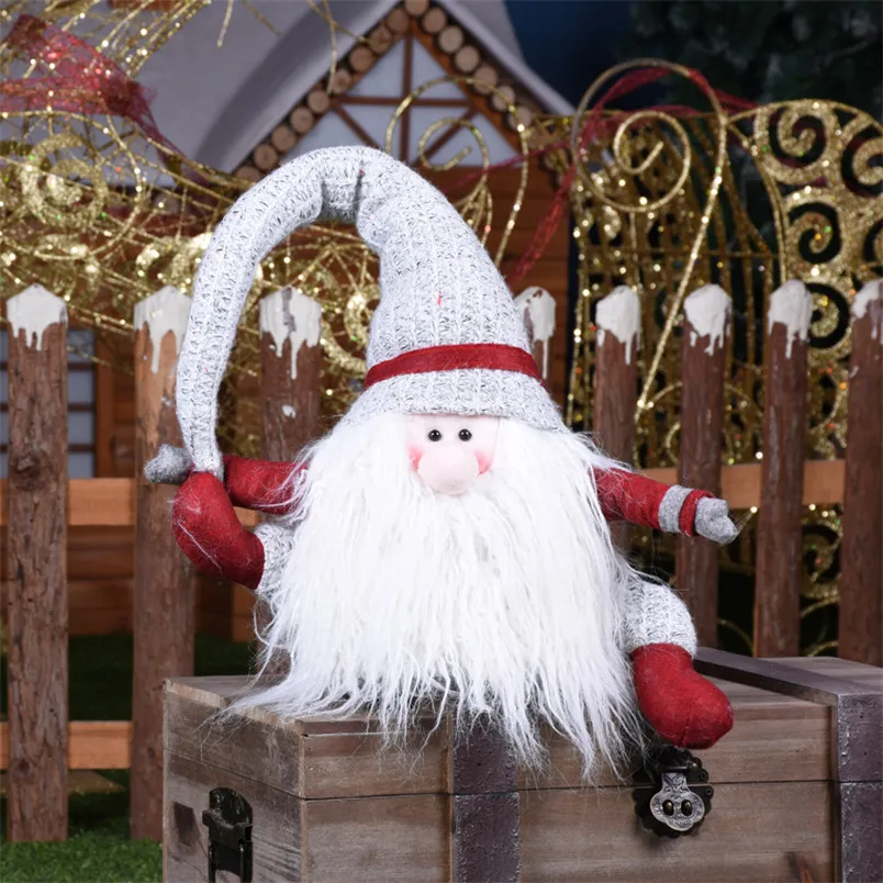 Милая одежда, игрушки, большие бородатые куклы Санта Клауса, сидящие Chirtsmas статуэтки, Adornos De Navidad орнамент с рождественской елкой, Navidad