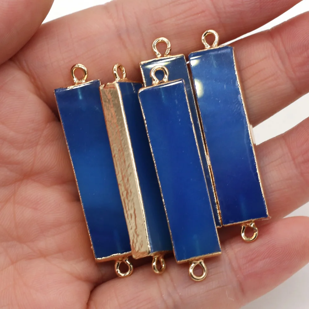 Ожерелье и браслет из натурального голубого агата 9 х38 мм|Ювелирная фурнитура