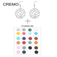 Cremo Stainless Steel Women's Earrings Leather Interchangeable Round Drop Earrings Dangle Jewelry 1