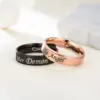 AsJerlya 6mm Couple Rings Her Demon His Angel Black Ring For Women Men Stainless Steel Eternal LOVE Jewelry Accessories 5