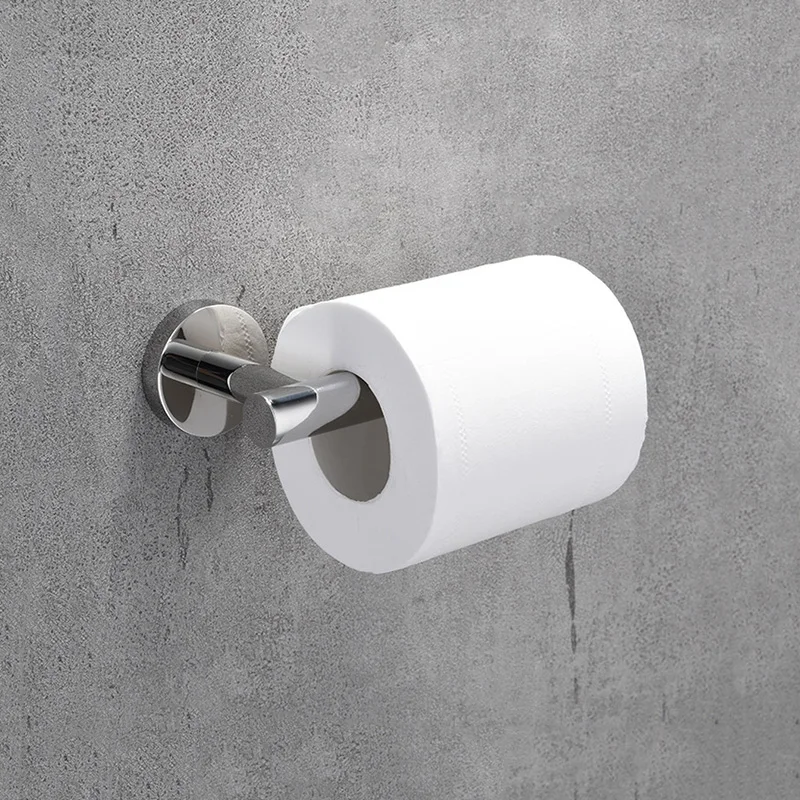 Shining Mirror Bathroom Hardware Set bathroom hardware set Round Towel Bar Toilet Paper Holder Towel Ring Robe Hook Stainless Steel DIY