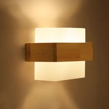 

Minimalist led wood wall lamp bedroom bedside lamp Creative study living room balcony staircase lamp 110V-220V