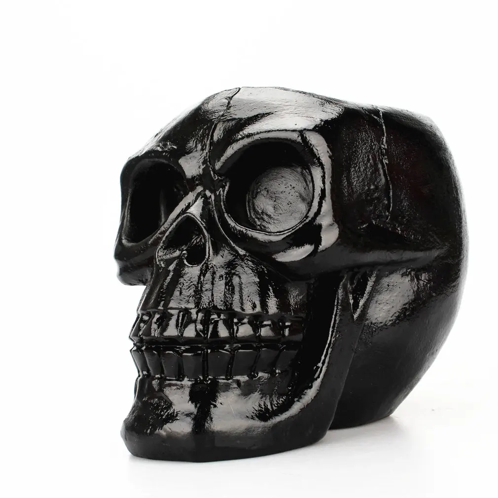 

Portable Black Skull Head Pen Holder Storage Box Resin Statues Home Desk Decor Birthday Gift Halloween Party Decoration