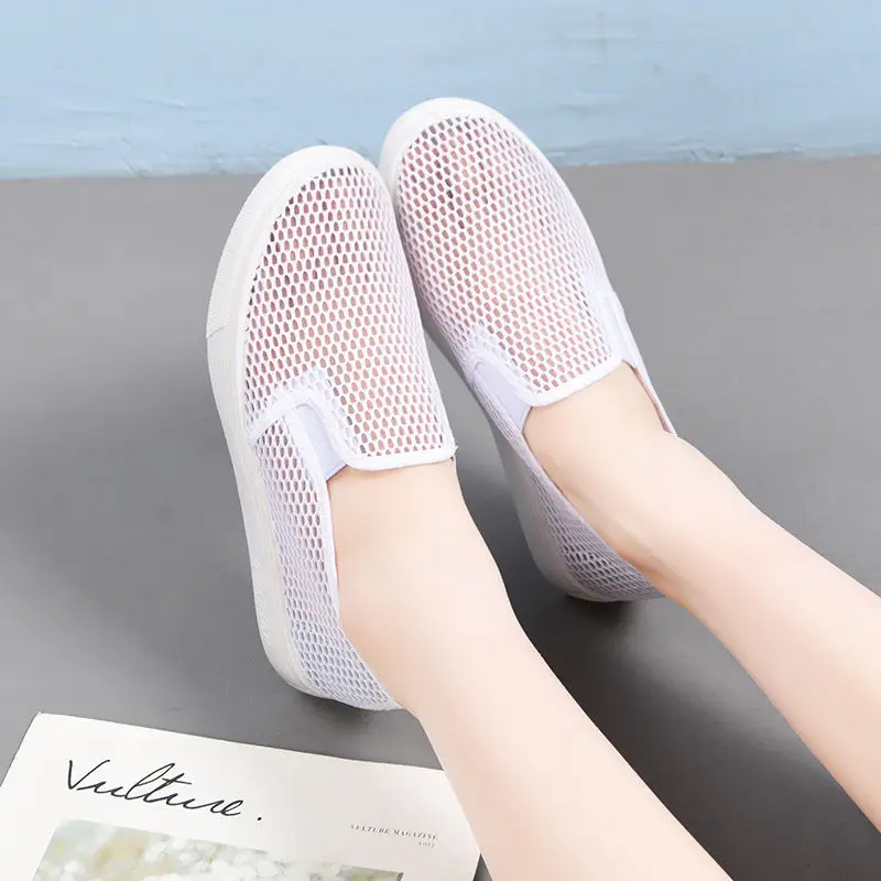 Tenis Feminino Women Sneakers Flats Ladies Casual Vulcanized Shoes Walking Spring Summer Mesh Breathable Slip On Female Fashion