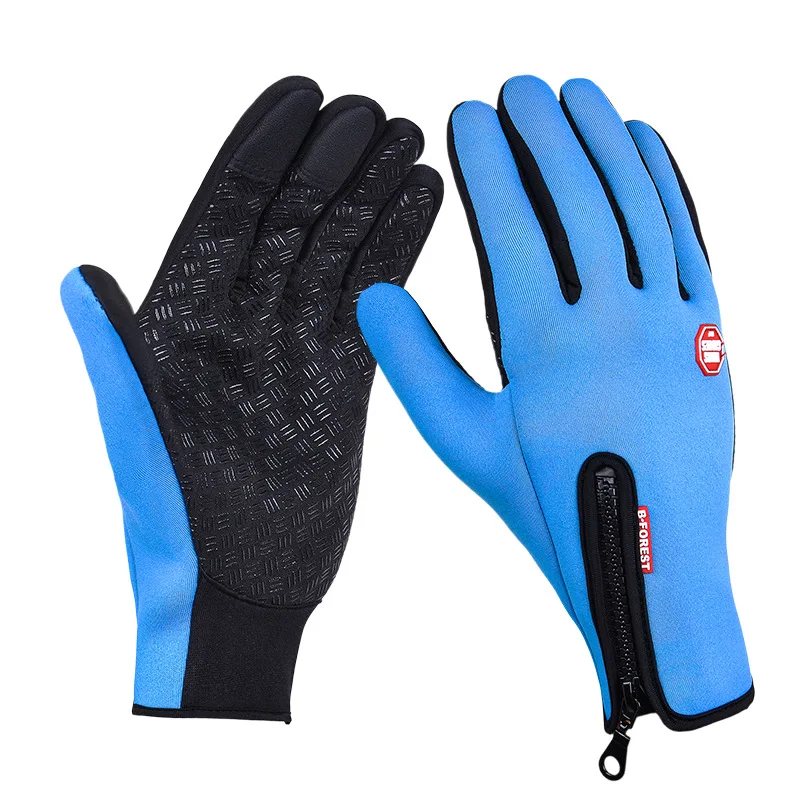 Противоскользящие перчатки для рыбалки, полный палец, неопрен, ПУ, дышащая кожа, теплые, для фитнеса, карпа, Зимние перчатки для рыбалки с сенсорным экраном - Цвет: blue