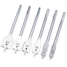 6pcs 10mm-25mm High Carbon Steel Hex Shank Spade Bits Flat Boring Bit Wood Drill Bit Power Tools houtboor Safe New S19