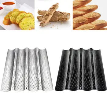 

Stainless Steel Baking Tray Perforated French Bread Pan Non Stick 2 3 4 Groove Baguette Mold Cake Form Baking Accessories