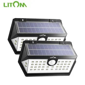 

2 Pack Litom CD168 40 LED Solar Light 60W Solar Power Outdoor Lamp 300 Lumen Solar Garden Light Waterproof Energy Saving Yard