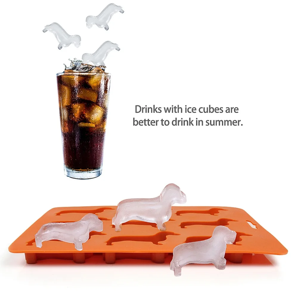 Silicone Ice Mold Tray,Orange Animal Modeling Ice Making Mold,9 Puppy Model Mold Equipped With A Dropper Gift (6)