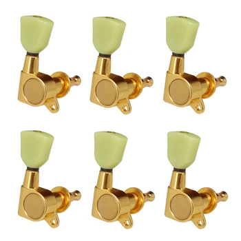 

Pack Of 6 Right Closed Tuning Pegs Tuners Machine Heads For Electric Guitar Replacement Parts Gold