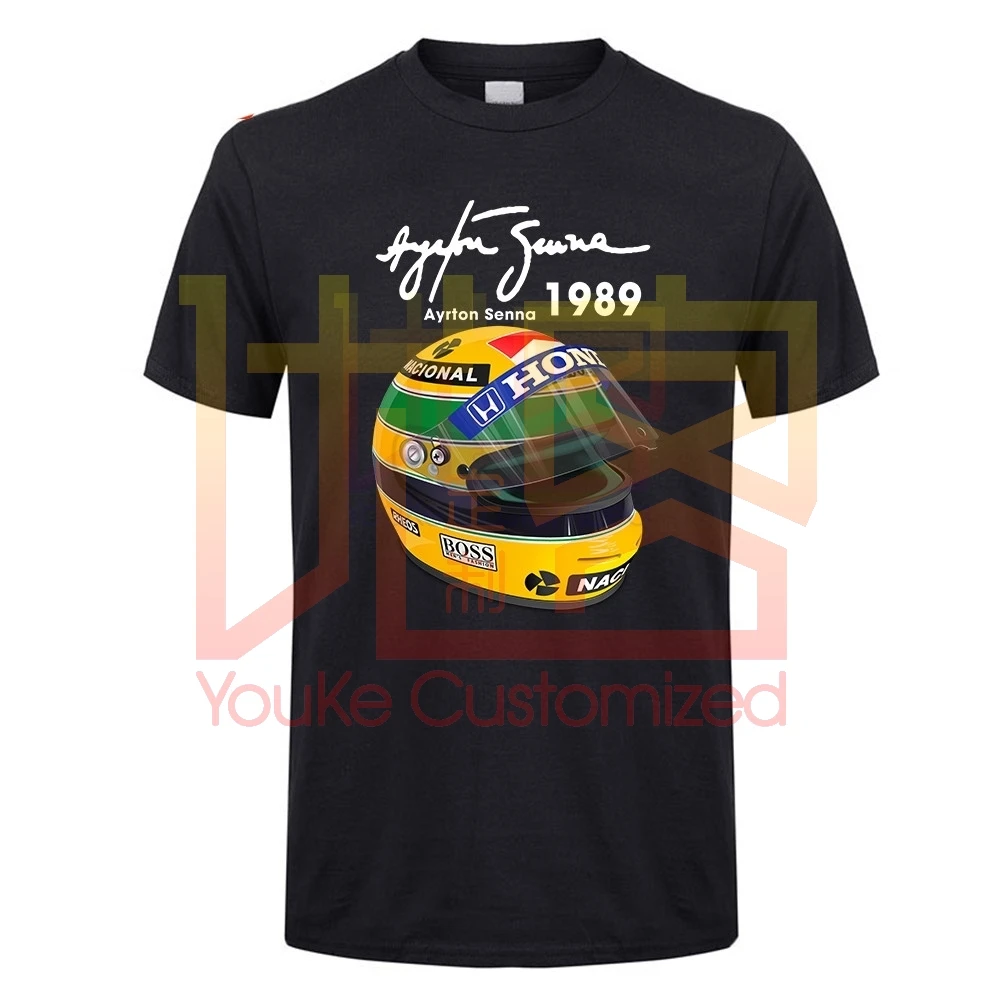 Ayrton Senna шлем футболки 1 гонки 1989 мужские хлопковые с коротким рукавом продажа