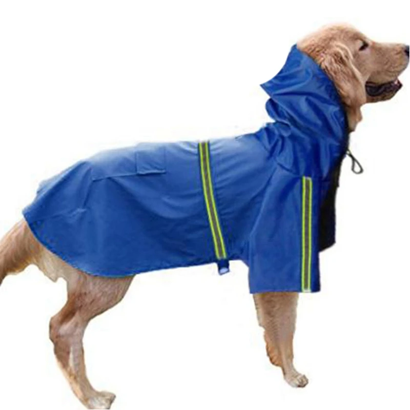 Navy blue Летний Открытый щенок дождевик для домашних животных S-L с капюшоном водонепроницаемые куртки пу плащ для собак Одежда для кошек одежда оптом - Цвет: Navy blue