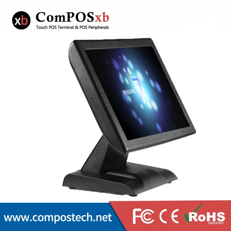 black POS система 15 дюймов пять провода Сопротивление сенсорный экран POS терминал с MSR для ресторана - Цвет: black