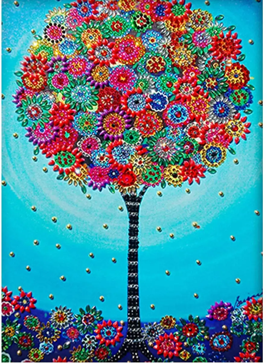 DIY 5D Special Shape Diamond Painting Crystal Rhinestone Round Drill Picture Art Craft Home Wall Decor Flowers Tree | Дом и сад