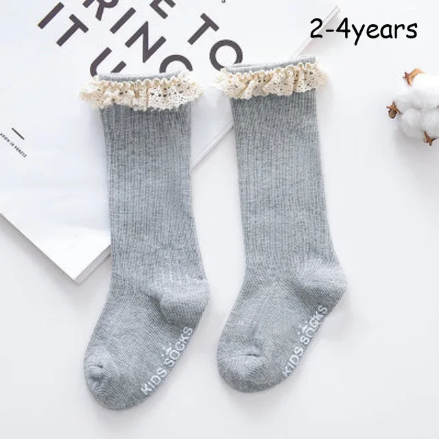 lace gray4 От 2 до 4 лет летние сетчатые хлопчатобумажные носки для маленьких девочек, длинные носки с бантом Детские хлопковые смешанные Гольфы зимние носки для девочек - Цвет: lace gray4