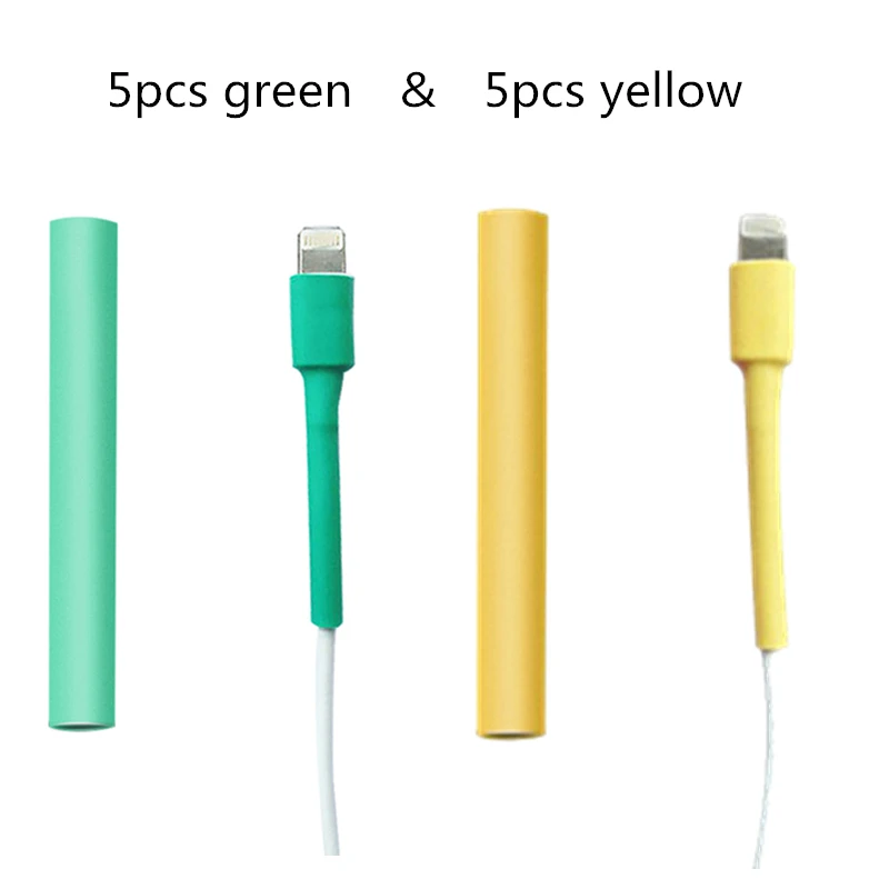 Yellow Green RETROMAX 100 см/10 шт термоусадочная трубка, универсальная для iPhone, защитная крышка, кабель для зарядного устройства, usb-шнур, защита, Фен - Цвет: Yellow Green