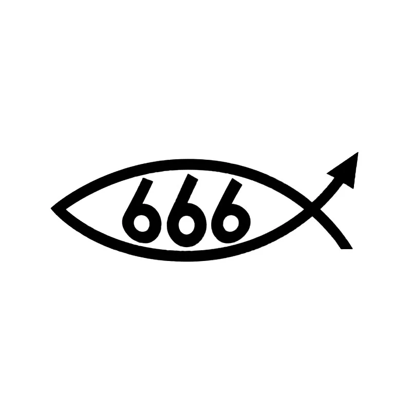 16 3 см * 5 8 Забавный 666 рыбы Творческая Наклейка Стикер автомобиля черный белый