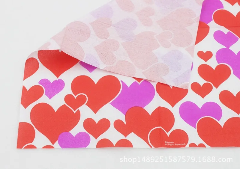 [Доступно в настоящее время] цветные свадебные салфетки с принтом сердца любовь бумажное полотенце Kleenex UWD-25