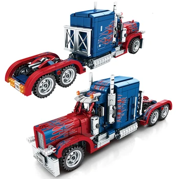 

849PCS Peterbilt 389 Heavy Container Truck Fit Technic Model Building Blocks Set Classic Car Bricks Children Toy Gift