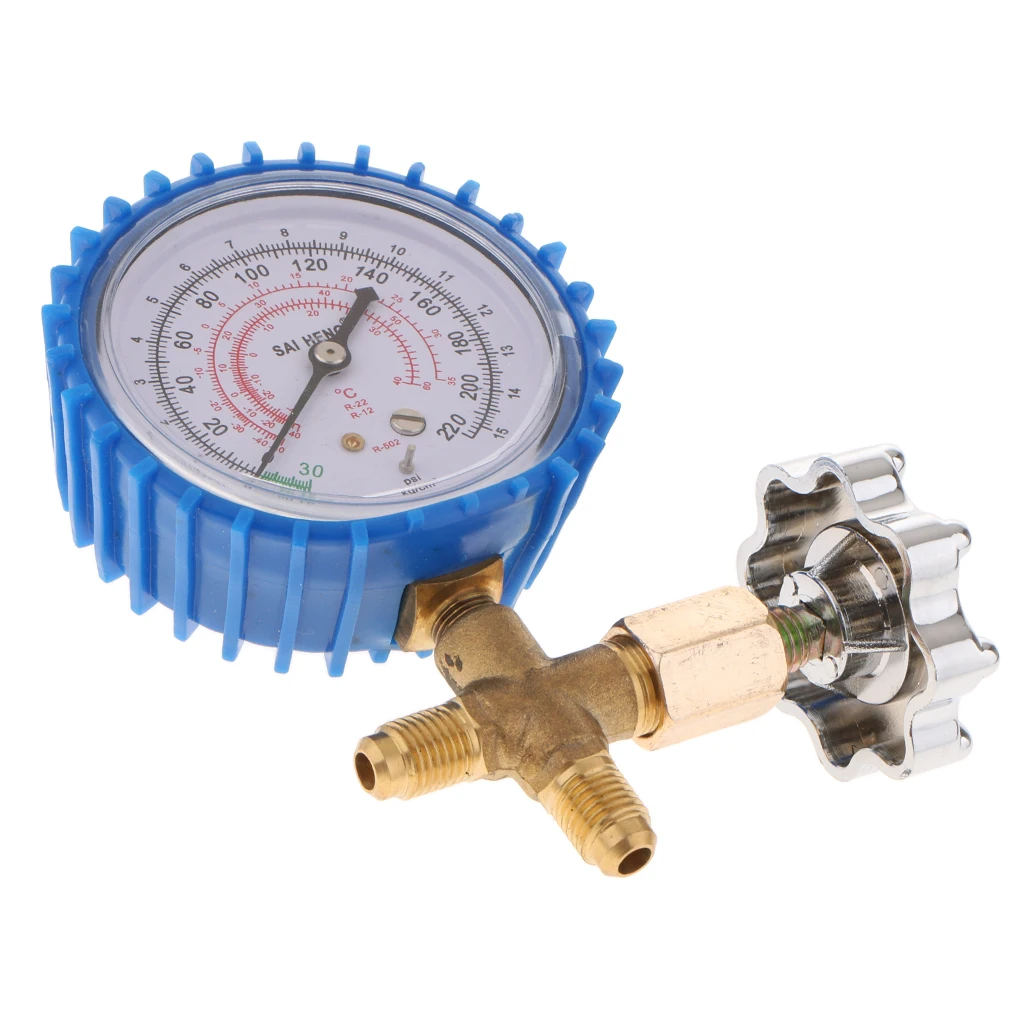 3-Way Gauge Vacuum Pressure Test Gauge for R22/R12/RS02, Replacement Refrigeration System Testing Gauge