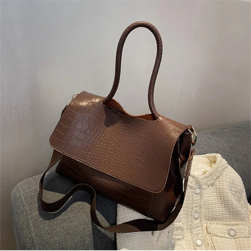 Luxury Crocodile Pattern Women’s Shoulder Messenger Tote