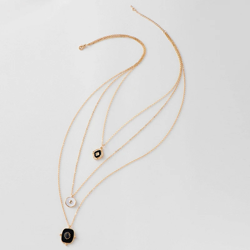 Fever& Free, винтажное черное ожерелье с подвеской, длинная цепочка, многослойное очаровательное массивное ожерелье для женщин, Трендовое ювелирное изделие,, подарок