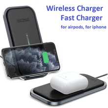 15W Fast Charge 2 in 1 Wireless Charger For iPhone 11 Pro XS Max XR X Qi Fast Wireless Charging Pad for AirPods Pro 1 2 Charger universal 15w qi wireless charger fast charge 3 0 for iphone x 8 xiaomi apple airpods watch 4 3 2 1 smart touch light holder