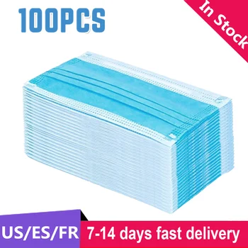 

20/40/60/100 Pcs 3Layers Disposable Mask mascherine Earloop Non-woven Mouth Face Potective Mask Outdoor Dustproof Masks In Stcok