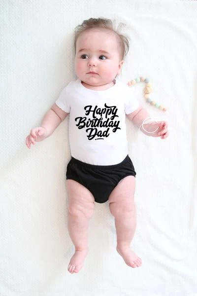 

Happy Birthday Dad Baby Boys Girls Unisex Bodysuits 100% Cotton Happy Bithday Daddy Cute Baby Party Present Wear Fashion