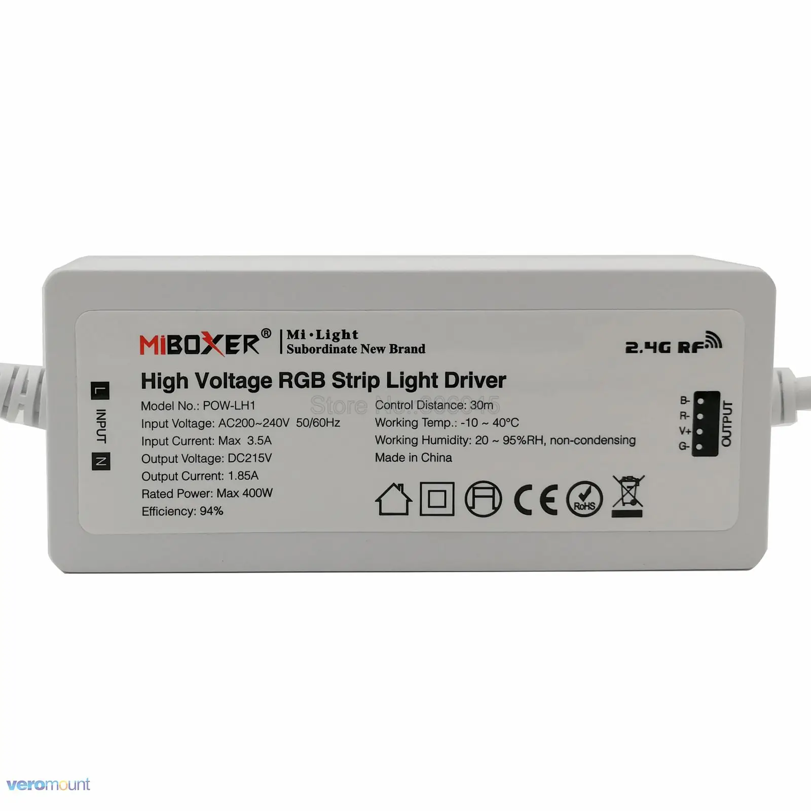 MiBOXER POW-LH1 высокого напряжения RGB Светодиодные полосы света драйвер вход AC220V выход DC215V Макс. 400 Вт Поддержка 2,4 г дистанционное/Alexa управление