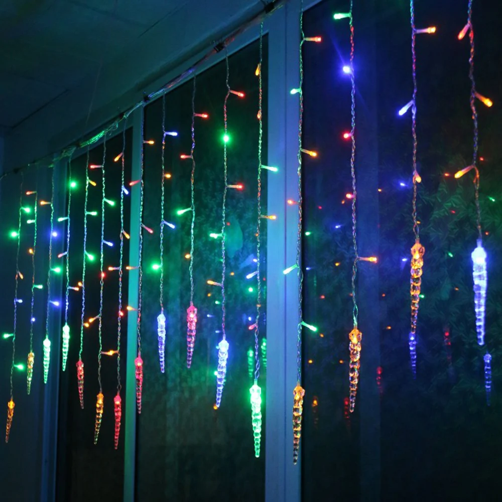200/400/600 LED lluvia de hielo cadena de luces cortina exterior zapatas de hielo Navidad decoración 