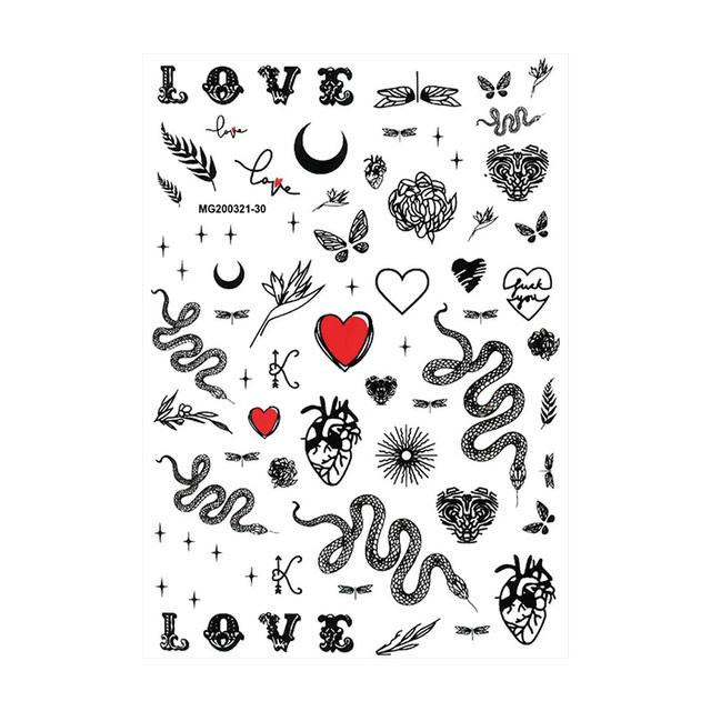 Sheet Black White 3D Nail Art Stickers Sliders Flowers Leaves Snake Mandala Leaf Geometry Adhesive Nail Decals Foil Design