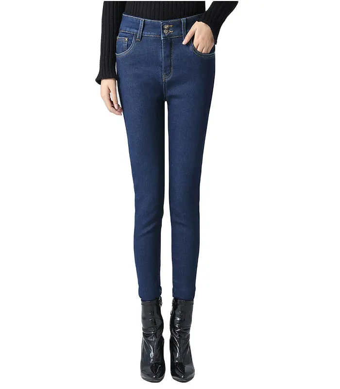 Вельветовая с завышенной талией толстые джинсы женские зимние 2019 узкие стрейч теплые джинсы брюки мама черные джинсовые брюки с флисом