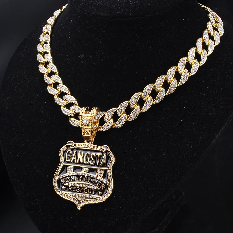 Новая медаль из циркония, кристалл гангстера ожерелья с подвесками для мужчин 1" Майами, кубинская сеть талисманы хип хоп ювелирные изделия