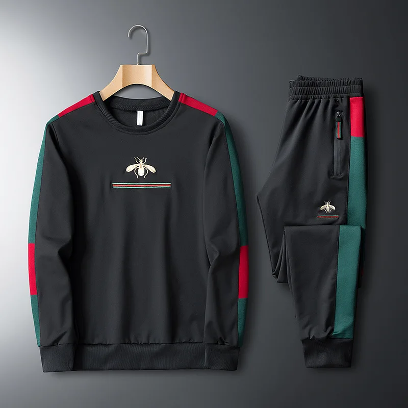 Chándal informal para hombre, ropa deportiva, conjuntos de dos piezas, elástico bordado, para correr, traje de marca, 2020