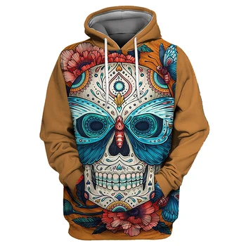 

Showtly Horro Skull Mens Hoodies Jack Skellington Halloween Costumes Casual Anti Social Club Man Streetwear