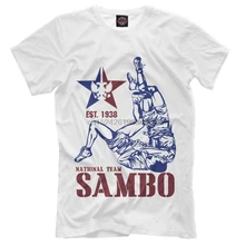 Sambo новая футболка спорт бой самбо русская команда Лидер продаж мужская круглая шея хлопок Повседневная мышцы подходят мужские футболки