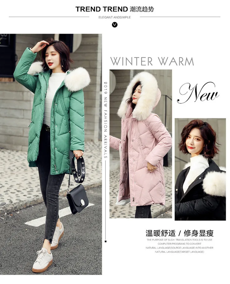 New Winter Hooded Women Warm Down Coat Casual Long Down Jackets Ladies Thicken Women Cotton Parka Outerwear Korean Coat