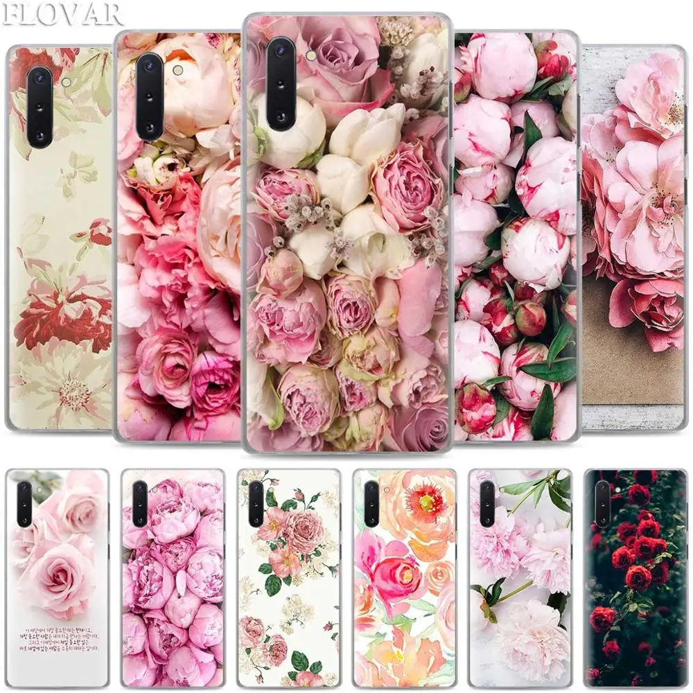

Flower Pink Peonies Phone Cases for Samsung Galaxy Note 10 S10 Plus 5G S10e A30 A40 A50 A60 A70 M40 Hard Cover Coque